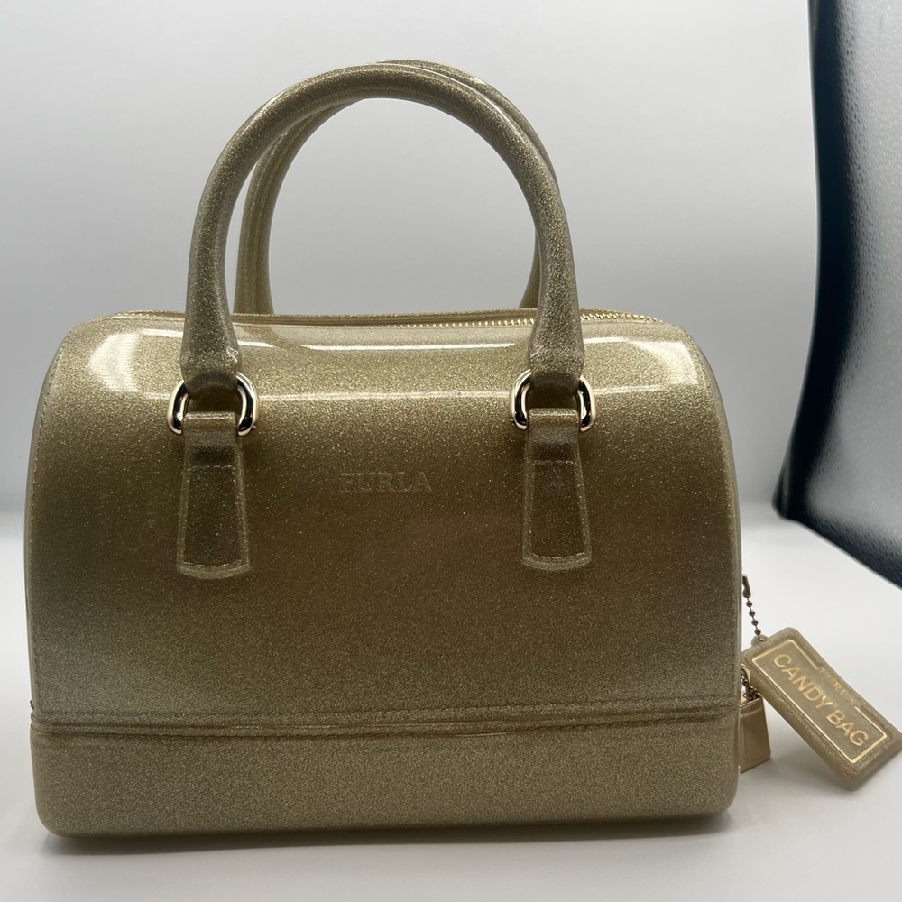 Y2K  NWOT Furla Glitter Gold Candy Satchel